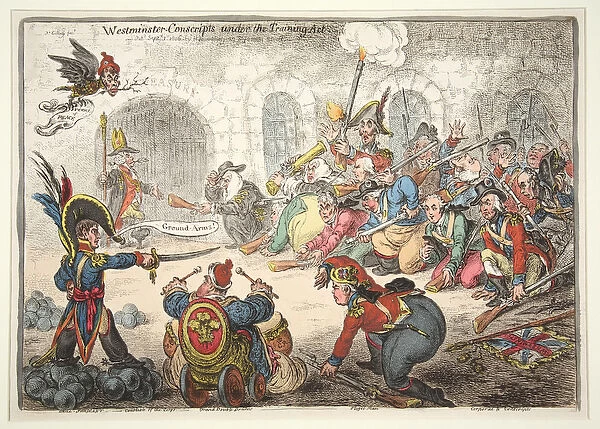 Westminster-Conscripts under the Training Act, 1806 (hand coloured engraving)