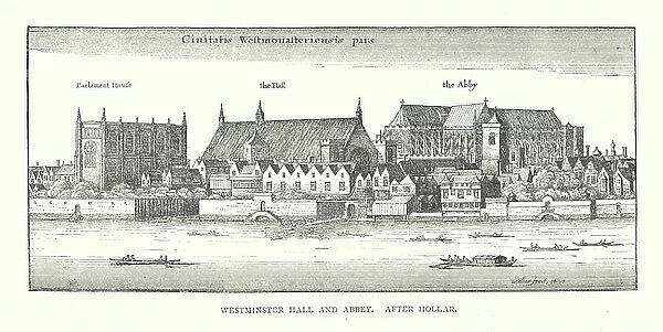 Westminster Hall and Abbey (litho)