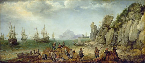 Wild goat hunting on the coast, 1620 (oil on panel) (see also 152264)