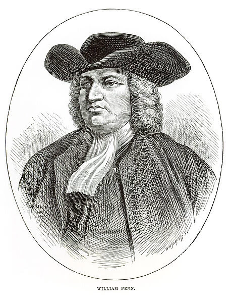 William Penn (1644-1718) engraved by Josiah Wood Whymper (1813-1903) (engraving)