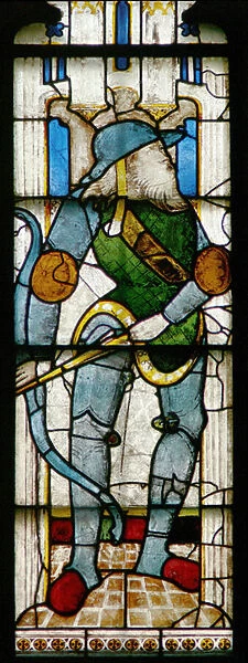 Window depicting an Enemy of the Church (stained glass)