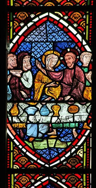 Window Ew depicting the Cana Marriage (stained glass)