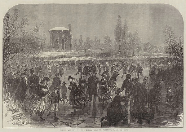 Winter Amusements, the Ladies Mile in Battersea Park (engraving)