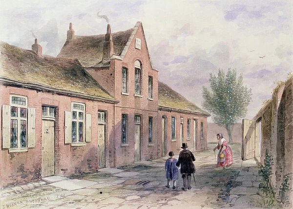 Witchers Alms Houses Tothill Fields, 1850 (w  /  c on paper)