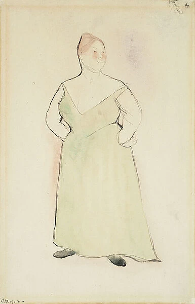 Woman in Evening Dress, 1912 (watercolour and pen and black ink on paper laid on board)