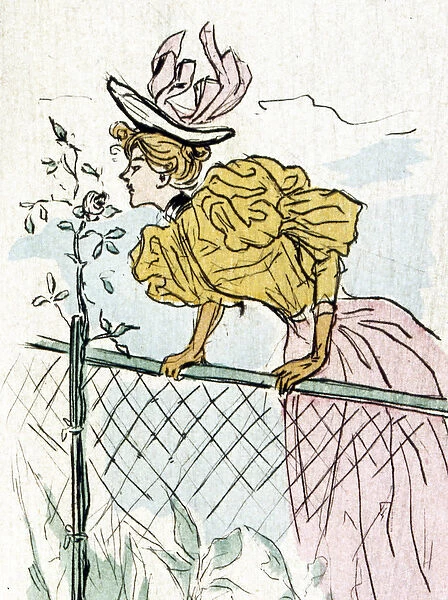 Woman smelling roses, 1895 (illustration)