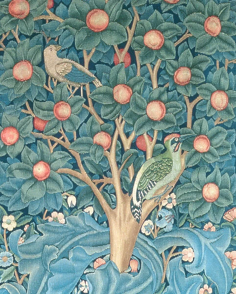 The Woodpecker Tapestry, detail of the woodpeckers, 1885 (tapestry)