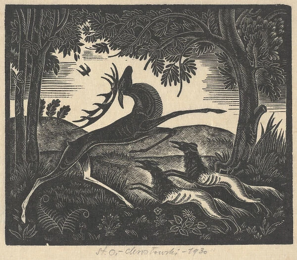 Wounded Stag, 1930 (woodcut)