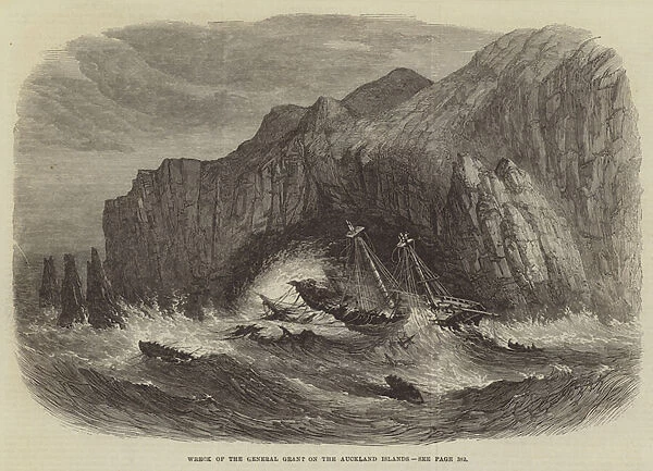 Wreck of the General Grant on the Auckland Islands (engraving)