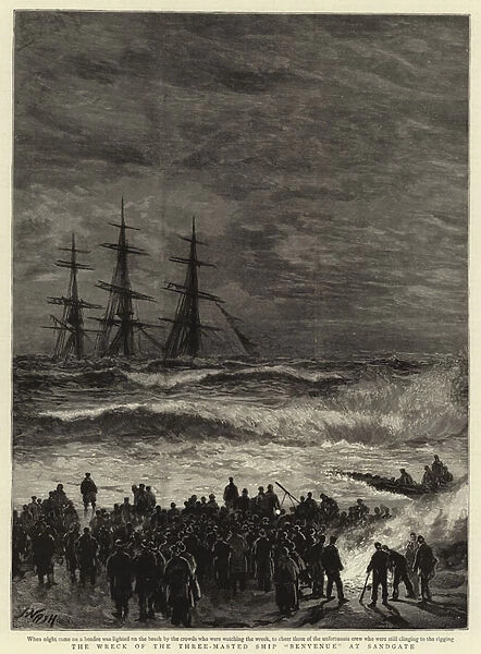The Wreck of the Three-Masted Ship 'Benvenue'at Sandgate (engraving)