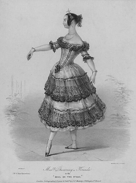 Yolande Duvernay, French ballet dancer in the role of Florinda in The Devil on Two Sticks (litho)