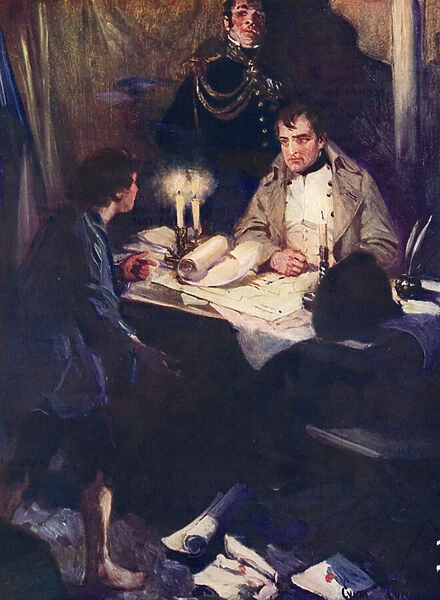 Young boy approaching Napoleon with critical military intelligence