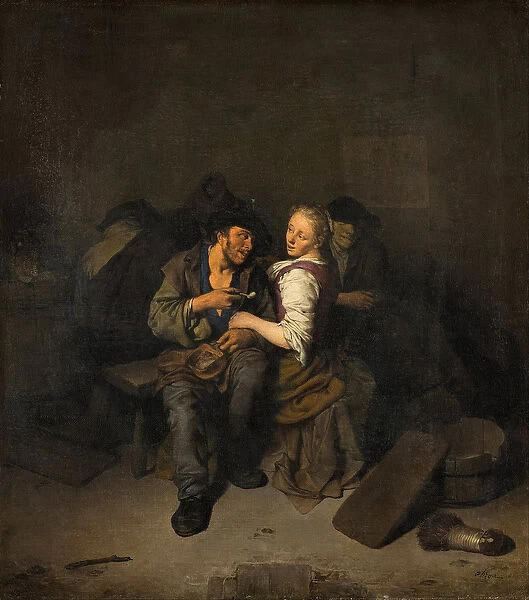 Young Couple in a Tavern, 1661 (oil on canvas)