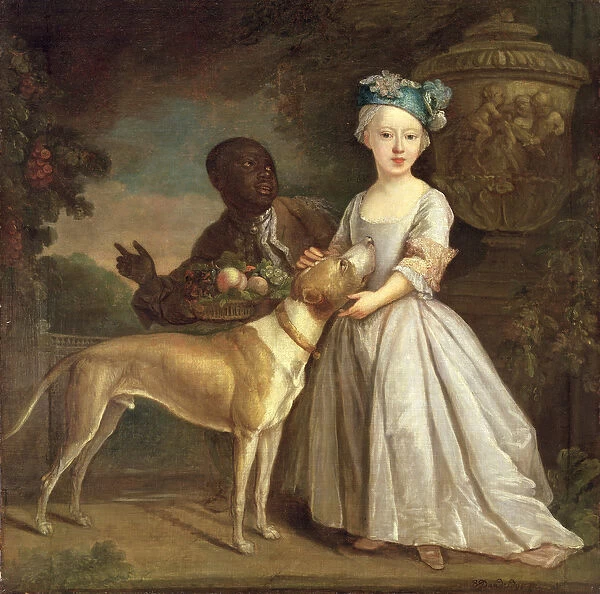 A Young Girl with a Dog and a Page, 1720-30 (oil on canvas)