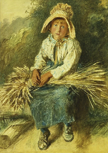 The Young Gleaner, (pencil and watercolour)