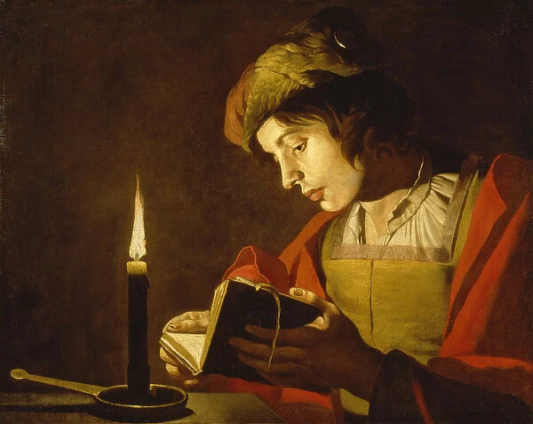 Young Man Reading by Candle Light, c. 1630 (oil on canvas)