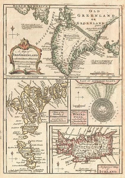 1747, Bowen Map of the North Atlantic Islands, Greenland, Iceland, Faroe Islands