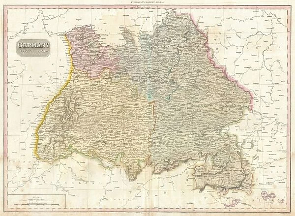 1818, Pinkerton Map of Southwestern Germany, Bavaria, Swabia, John Pinkerton, 1758 - 1826