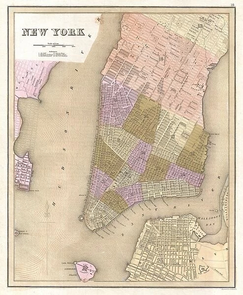 1839, Bradford Map of New York City, New York, topography, cartography, geography