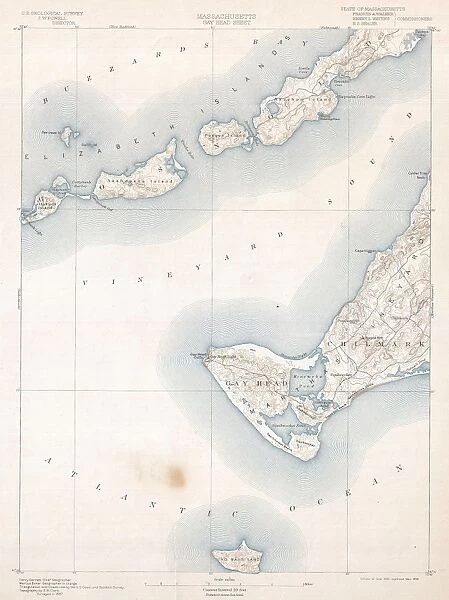 1898, U. S. Geological Survey Map of Gay Head, Marthas Vineyard, Massachusetts, topography