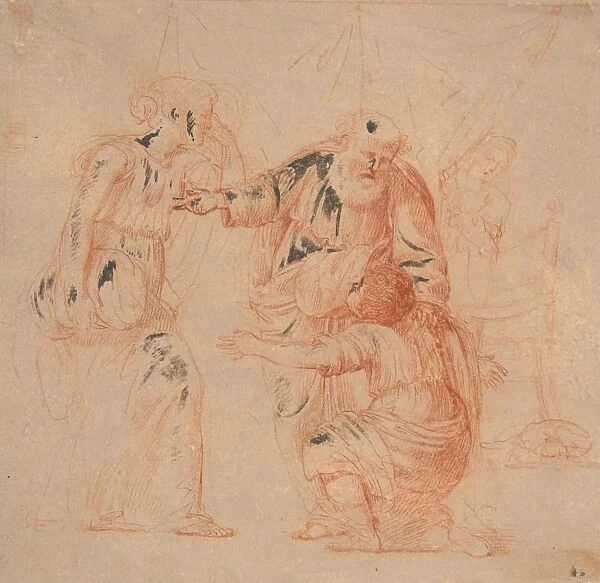Abraham Dismissing Hagar 1599-1661 Red chalk