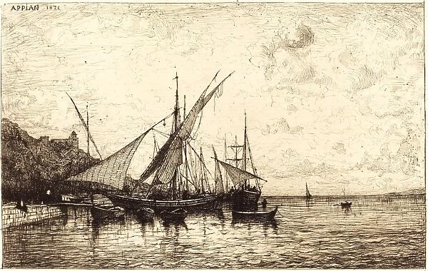 Adolphe Appian, French (1818-1898), The Port of Monaco, 1873, etching and drypoint