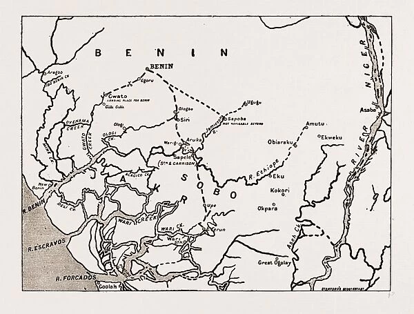 The Advance on Benin: Map Showing the Route of the Expedition, 1897: the Main Portion