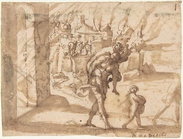 Aeneas Carrying Anchises Burning Troy 1624-63