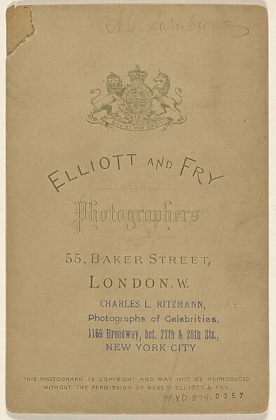 Alegernon Charles Swinburne 1837 1909 Elliott & Fry