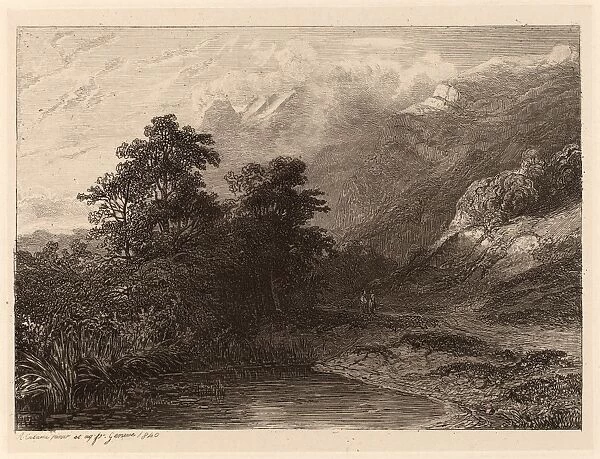 Alexandre Calame, Mountain Lakeside, Swiss, 1810 - 1864, 1840, etching