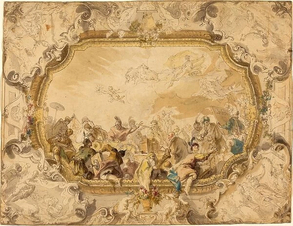 Anton Kern (Bohemian, 1709 - 1747), A Ceiling with Apollo Presiding over Military