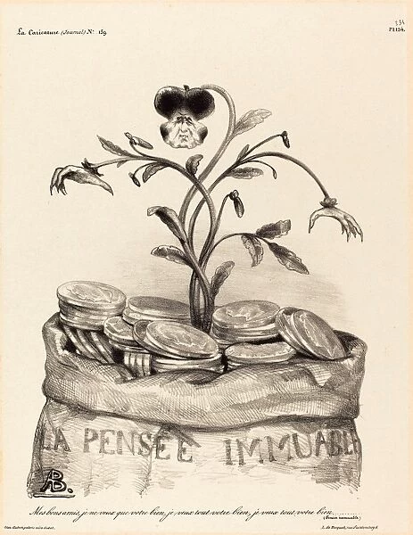 Auguste Bouquet, La Pensa e Immunable, lithograph on chine colla