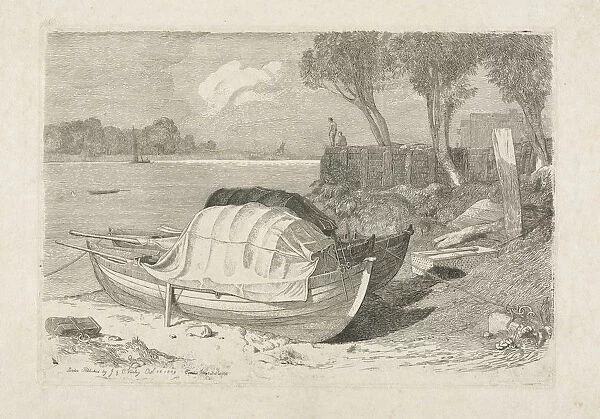 Two Beached Fishing Boats 1809 Cornelius Varley