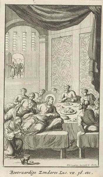 Christ anointed by a sinful woman, Jan Luyken, 1681