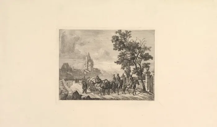 Framed Print : Cossacks Escorting Baggage Wagon 1816 Etching Print Framed Print : Cossacks Escorting Baggage Wagon 1816 Etching Print