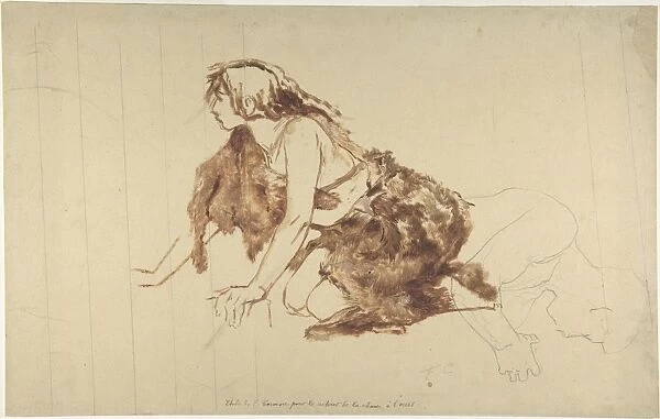Crouching Woman n. d Graphite oil paint Sheet