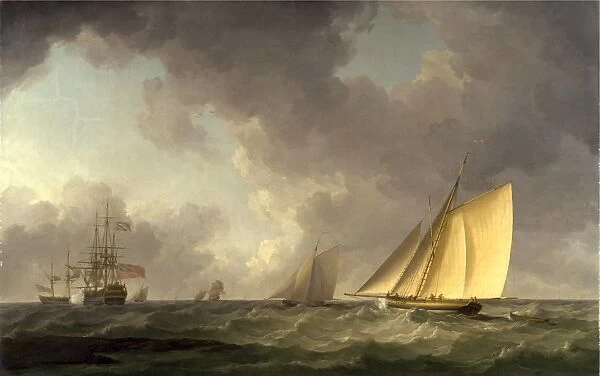Cutter Close Hauled in a Fresh Breeze, with Other Shipping, Charles Brooking, 1723-1759