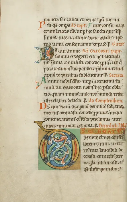Framed Print : Decorated Initial Print: A 12th-century illuminated parchment Framed Print : Decorated Initial Print: A 12th-century illuminated parchment