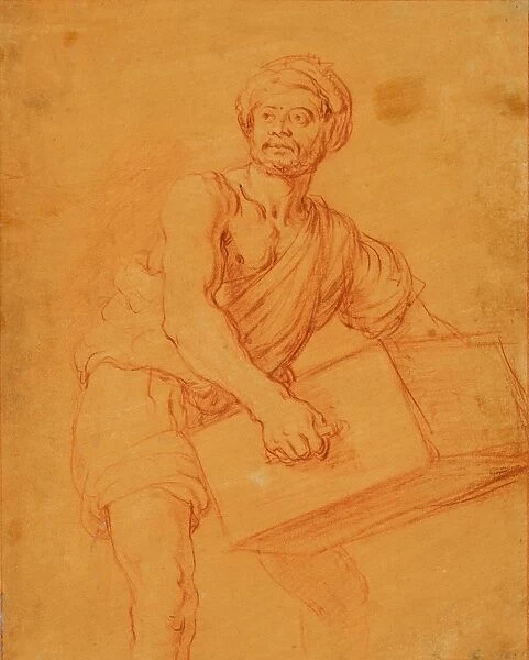 Drawings Prints, Drawing, Study, Bearded, Turbaned, Man, Carrying, Chest, Artist