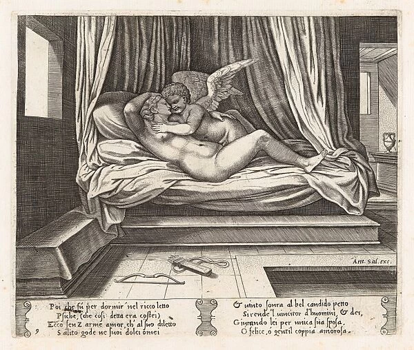 Drawings Prints, Print, Cupid, Psyche, bed, Story, told, Apuleius, Publisher, Artist