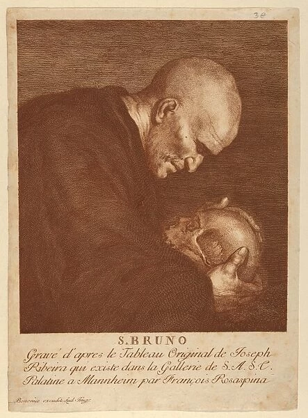 Drawings Prints, Print, Saint, Bruno, meditating, skull, Artist, Publisher, Jusepe de Ribera