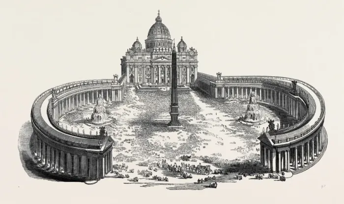 Framed Print : Easter Sunday Print: Pope Blessing from St. Peter's Portico