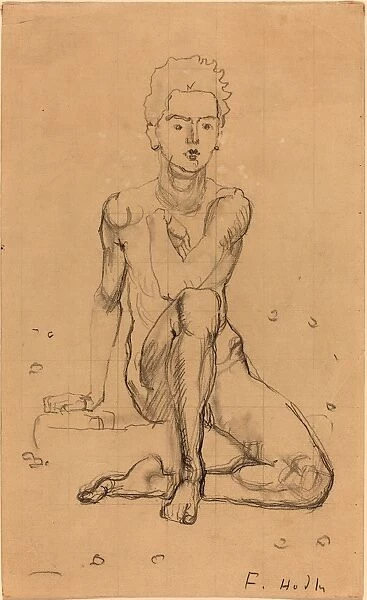Ferdinand Hodler, Hector Posing Nude, Swiss, 1853 - 1918, 1901, graphite, squared