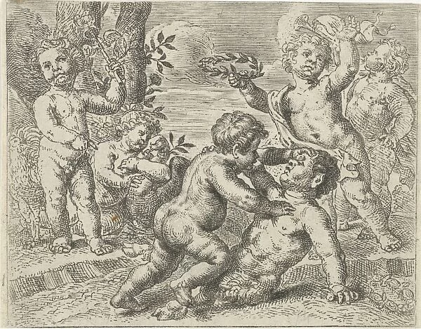 Fighting putti, Peter van Lint, 1619 - 1690