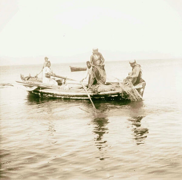 Fishermen boat Sea Galilee 1898 Israel