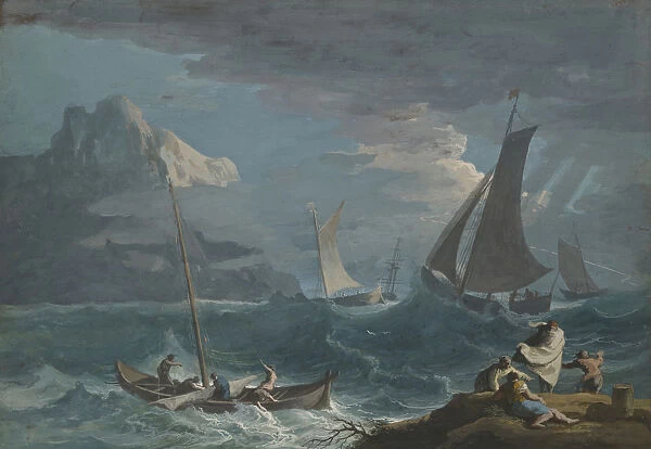 Fishing Boats Storm Marco Ricci Italian 1676