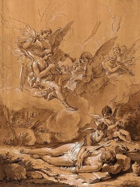 Follower of Francesco Fontebasso, Death of the Magdalene, 18th century, pen and brown ink