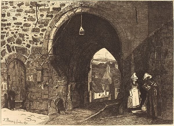 Franazois Bonvin (French, 1817 - 1887), La Porte de St Malo a Dinan, 1871, etching