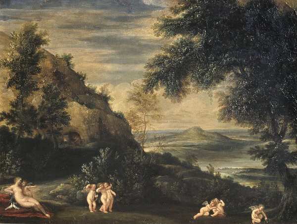 Francesco Albani Landscape Venus Cupids Amorias