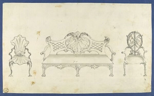 Two Garden Chairs Long Seat Chippendale Drawings
